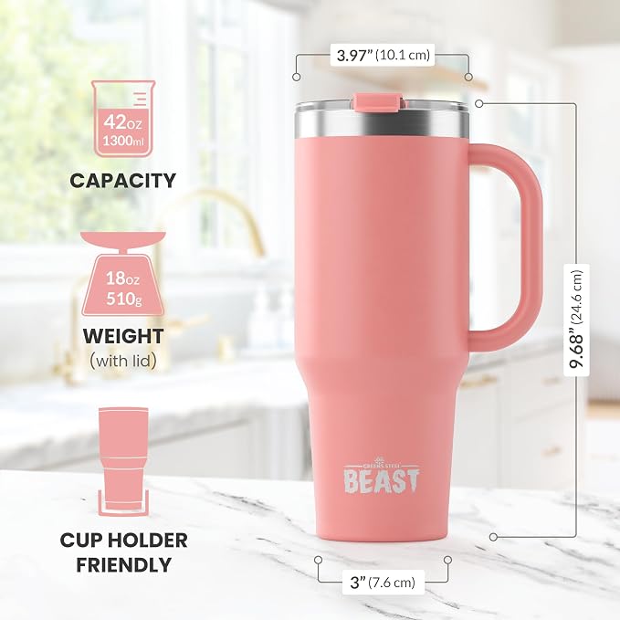 Beast 42 oz Tumbler with Handle Stainless Steel Vacuum Insulated Coffee Ice Cup - Image 6