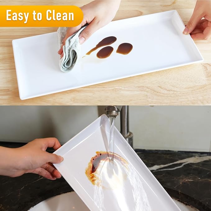 Moretoes 5pcs Melamine White Serving Trays 14.5x6in Rectangular - Image 4
