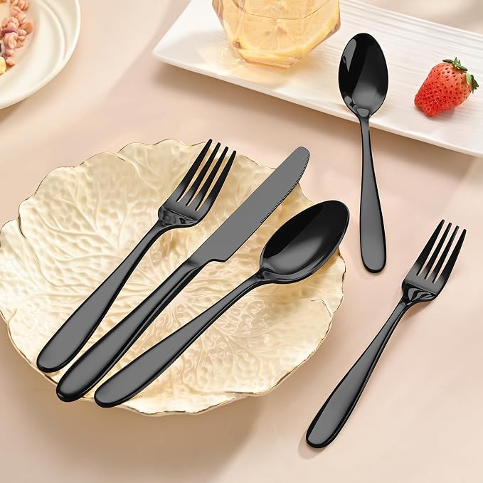 40-Piece Black Silverware Set, Flatware Set - Image 5
