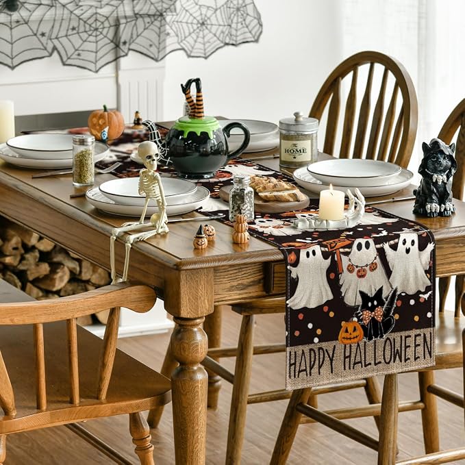 Artoid Mode 210 GSM Halloween Table Runner 13x120 Inch Home Party Decor | Ghost - Image 4