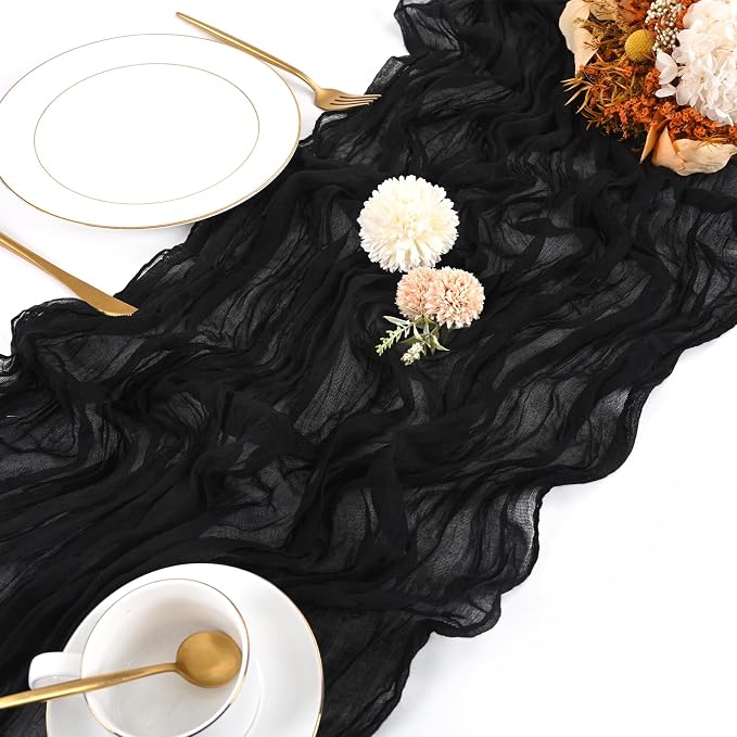 10 Pack Black Cheesecloth Table Runner 17x108 Inch Boho Gauze Cheese Cloth - Image 4