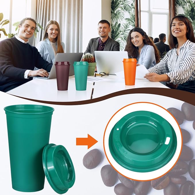 Domensi 15 Pack Reusable Plastic Coffee Cups - Image 5