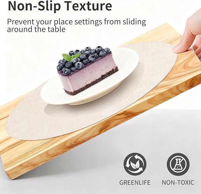 Maxpearl Faux Leather Round Placemats Set of 6, 13.8 inch, Heat Resistant - Image 5
