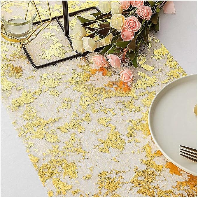 Glitter Metallic Gold Table Runner 11 Inch x 49 Feet Inches, Sparkle Gold Table - Image 5