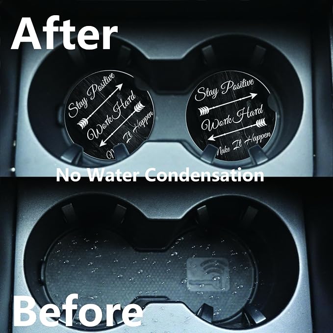 2pcs Stay Positive Car Coasters, Absorbent Universal neoprener Cup Holder - Image 5