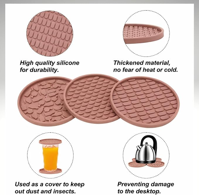Soft, Shockproof & Safe – Unique 3‑Style Silicone Rubber Coasters Set - Image 5