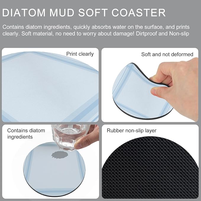 Light Blue Grid Coasters Set of 2 Absorbent Coasters - Image 5