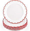 NatNarr 30 Pcs Red Paper Plates 9" Scalloped Red White Party Plates | Cute by NatNarr