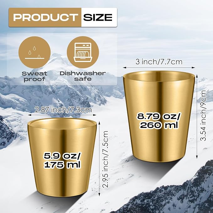 Mimorou 8 Pack Stainless Steel Insulated Cup 8.8 oz Metal Tumbler Double Wall - Image 2