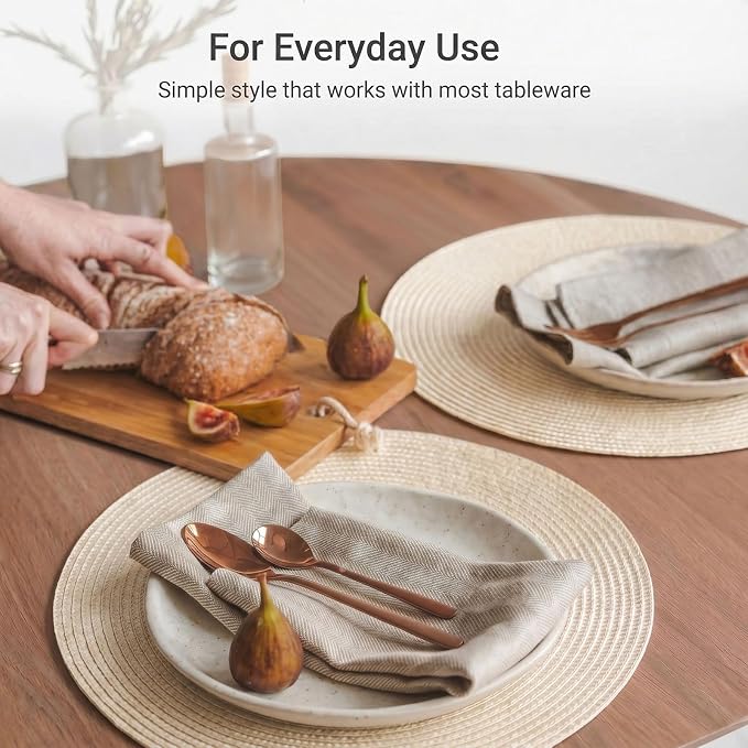 FunWheat Round Braided Placemats Set of 8 Place Mats - Image 6