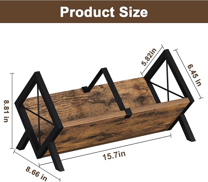 YINMIT Wood Desktop Bookshelf, Retro Tabletop Bookshelf, Desk Shelf - Image 3
