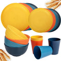 Rubtlamp Wheat Straw Dinnerware Set, Plastic Plates Set Reusable Include Dinner by Rubtlamp