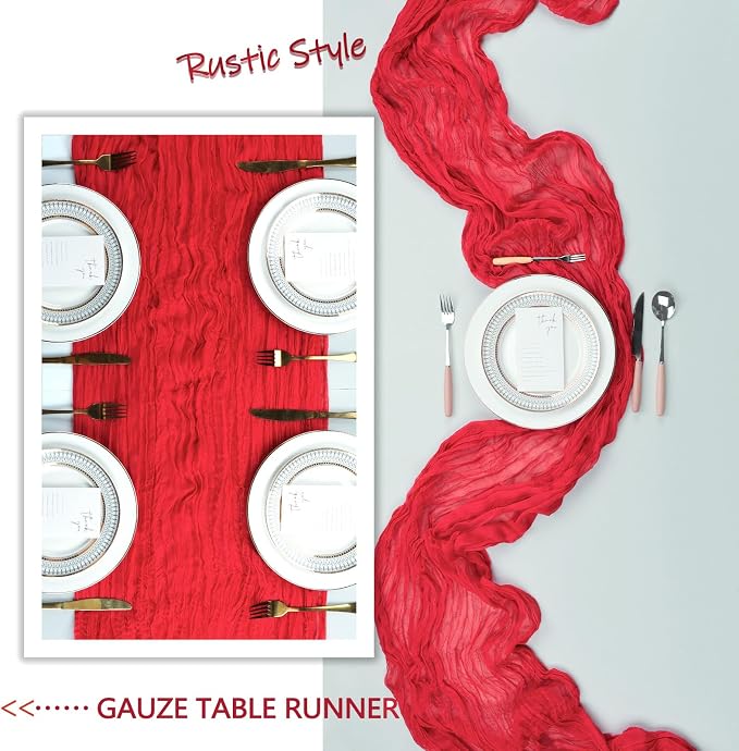 12 Pack Red Cheesecloth Table Runner 10Ft Gauze Cheese Cloth Table Runner - Image 6