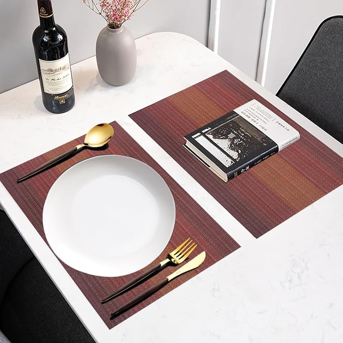 PIGCHCY Placemat, Washable Woven Non-Slip Insulation Durable Placemat Vinyl - Image 7