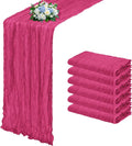6 Pack Hot Pink Cheesecloth Table Runner 17x108 Inch Semi Sheer Boho Gauze by Unknown