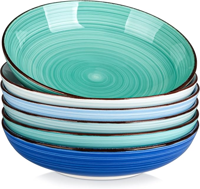 vancasso Bonita Pasta Bowls Set of 6, 50oz Large Salad Bowls by vancasso
