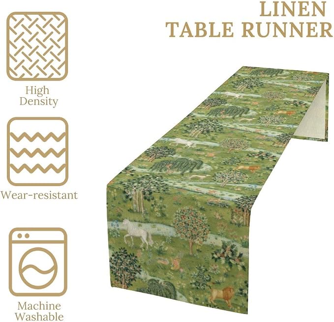 William Morris Floral Table Runner, Vintage Flowers Blue Botanical Printed - Image 5