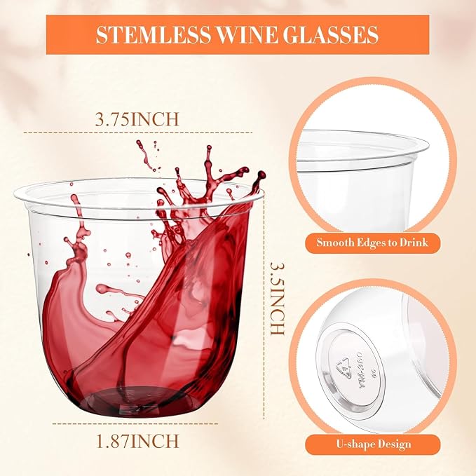 KesaPlan 100 Pcs 12oz Plastic Clear Cups, Disposable Wine Cocktail Glasses | - Image 3