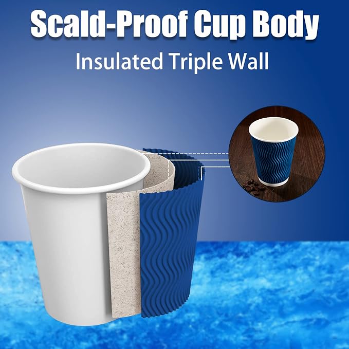 Lamosi Coffee Cups 12 oz 120 Pack Disposable Paper Coffee Cups Insulated | 12oz - Image 3