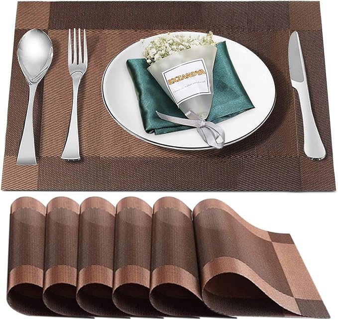 Placemats Set of 6, Vinyl PVC Heat Resistant Washable Placemats Set, Non Slip by BxzanDya-LifeSmartMaker