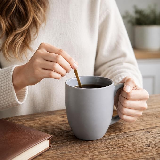 AmorArc 12 OZ Coffee Mugs, Matte Gray Coffee Cups - Image 5