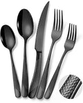 20-Piece Hammered Black Silverware Set by Lemeya