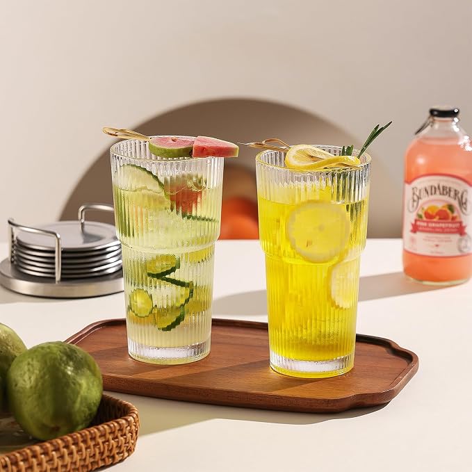 Ribbed Glass Tumbler Drinking Glasses - Image 8