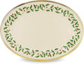 Lenox Holiday Oval 13-Inch Porcelain Christmas Serving Platter | dishwasher by Lenox