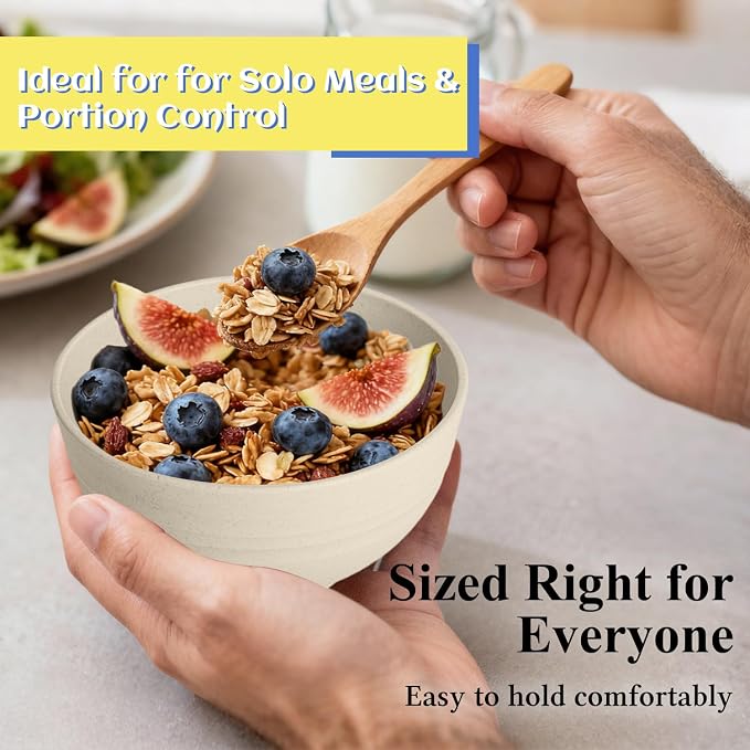 Wheat Straw Bowls, Unbreakable Small Bowls Set of 6, 10 OZ Mini Dessert Bowls - Image 5