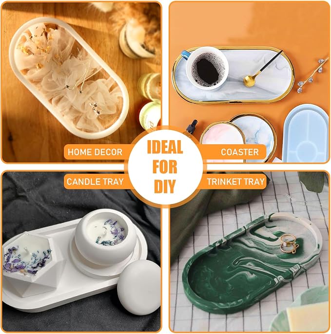 3 Pcs Oval Resin Tray Molds, DIY Thickened Coaster Molds, Epoxy Resin Mold | - Image 4