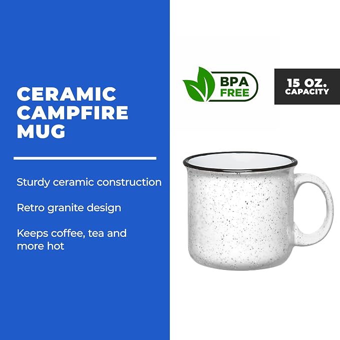 Set of 8 Ceramic Campfire Mugs – 15 Oz, Camping – Customizable - Image 2
