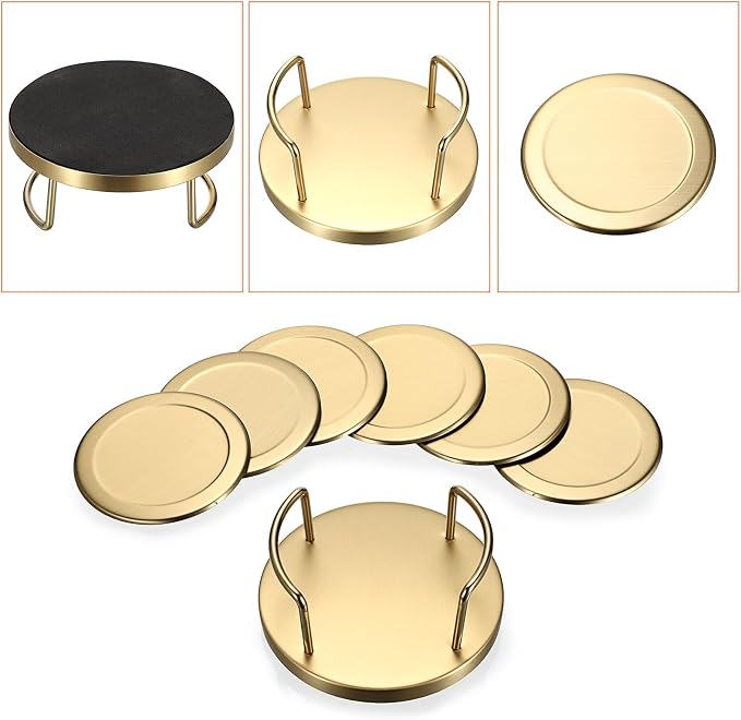 JUXYES Set of 6 Stainless Steel Metal Round Coaster - Image 5