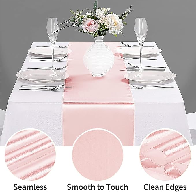 15-Pack Satin Table Runner Rose Gold 12 x 108 inches Long, Table Runners - Image 3