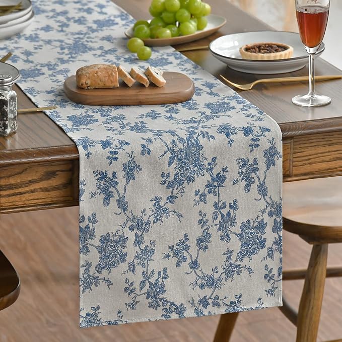 Artoid Mode Dark Grey 13x108 Inch Chinoiserie Table Runner | Monochrome sketch - Image 3