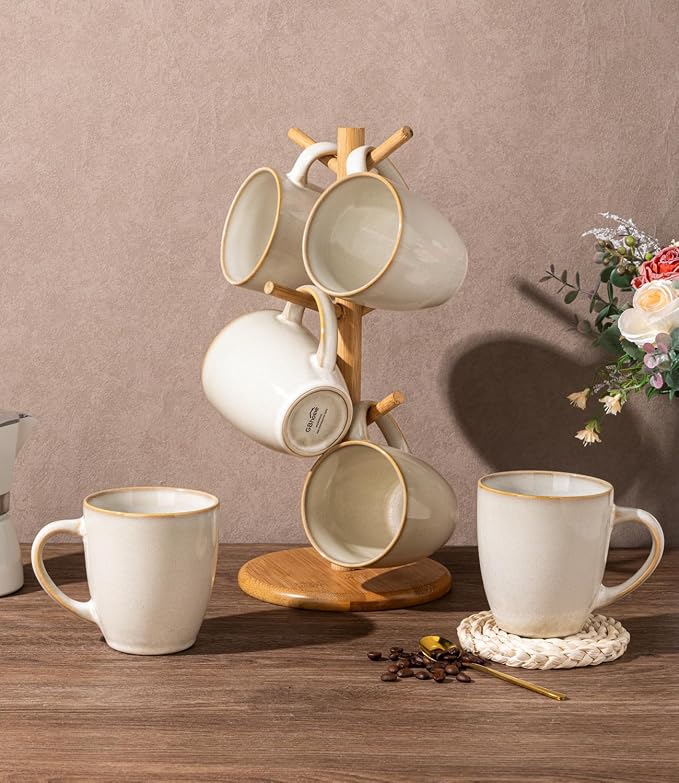 GBhome 12OZ Coffee Mugs Set of 4, Stoneware Coffee Mugs Set, Dishwasher & - Image 8