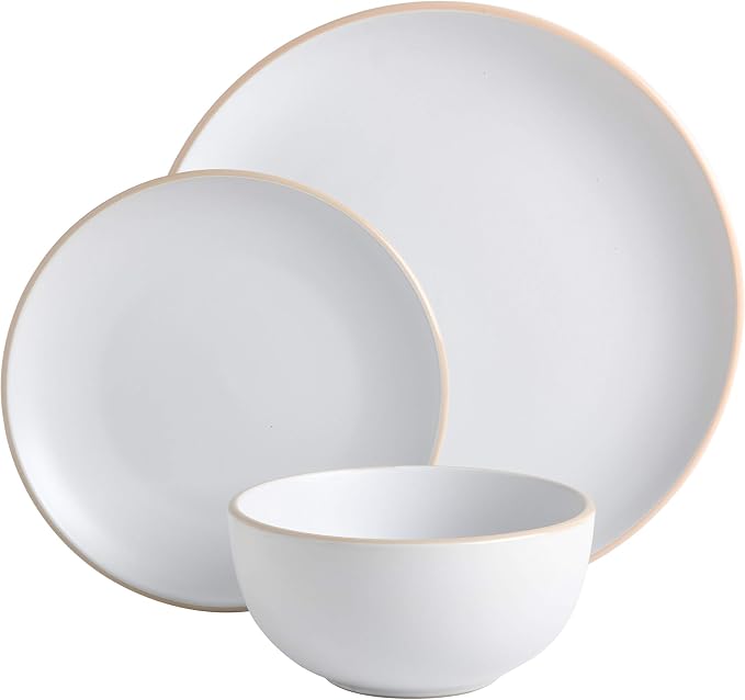 Gibson Home Rockaway 12-Piece Round Stoneware Dinnerware Set, Service - Image 2