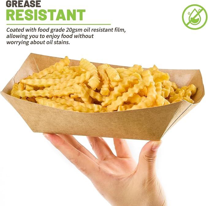 ZORRITA Large Paper Food Trays, 4 LB, 50 Pack | Disposable, Kraft Paper - Image 4