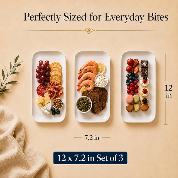 DELLING 12 Inch Serving Platter Set of 3, Porcelain Serving Trays - Image 2