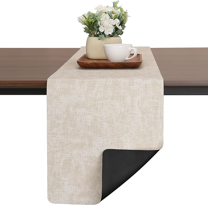 Table Runners 94 Inch Long, Dual-Sided Faux Leather Table Runner | Waterproof by Chitomars