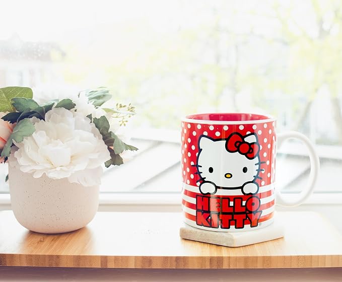 Silver Buffalo Sanrio Hello Kitty Red White Polka Dot, Ceramic Mug, 20oz | 0.59 - Image 9