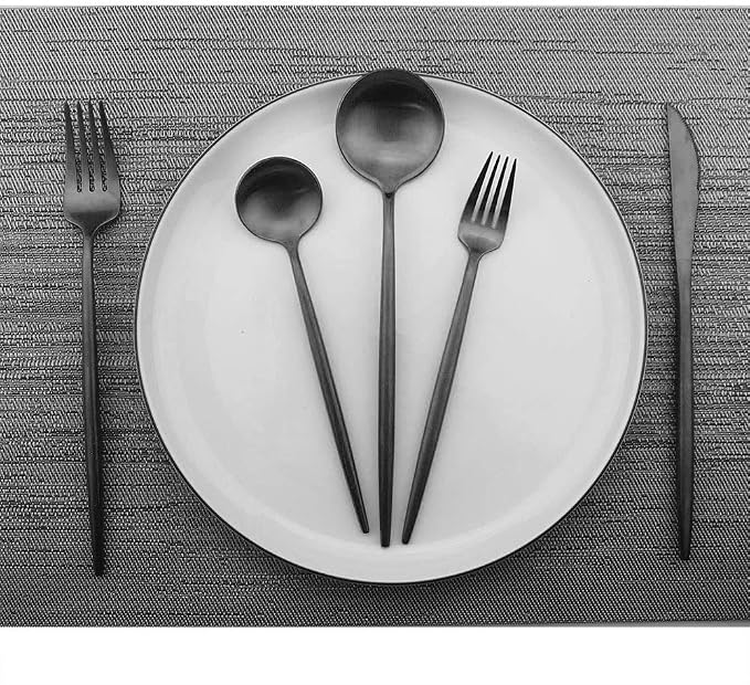 JASHII Luxury Black Flatware, 6-pieces Elegant Cute 18/10 Stainless Steel - Image 3