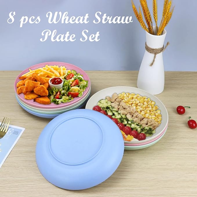 Unbreakable Deep Dinner Plates Wheat Straw Plates Sets Microwave and Dishwasher - Image 4