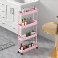 Slim Storage Cart 4 Tier, Bathroom Organizer Rolling Utility, Mobile Shelving by Home