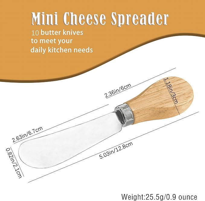 10 Piece Small Cheese Spreader Set, Stainless Steel Butter Spreader, Mini - Image 2