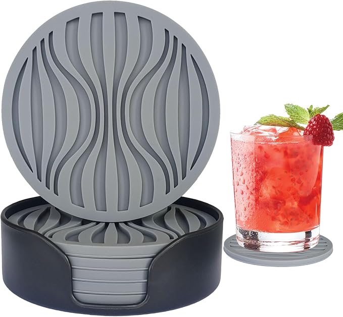 6Pcs Rubber Coasters for Drink by KEHOUXRE