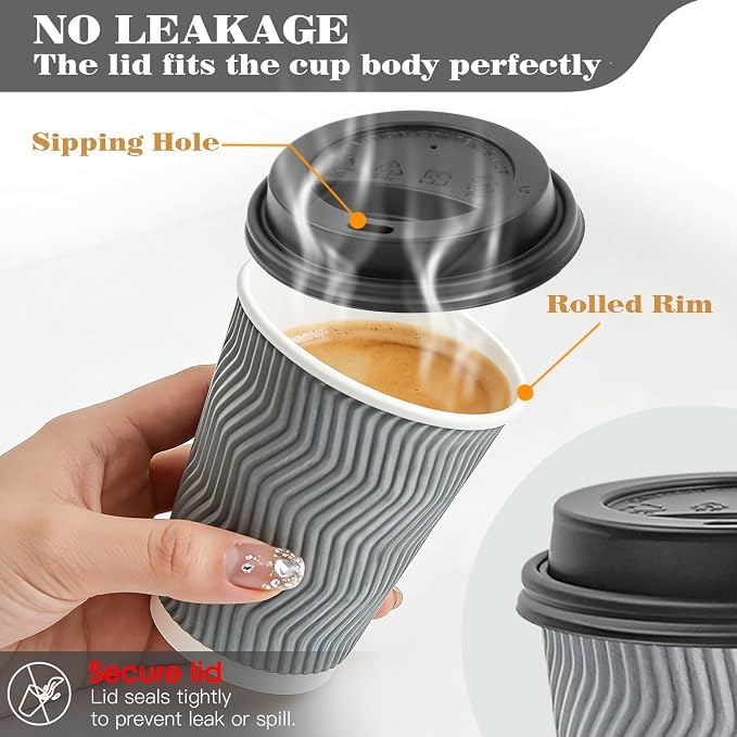 Ginkgo 100 Pack 8 oz Disposable Insulated Coffee Cups - Image 2
