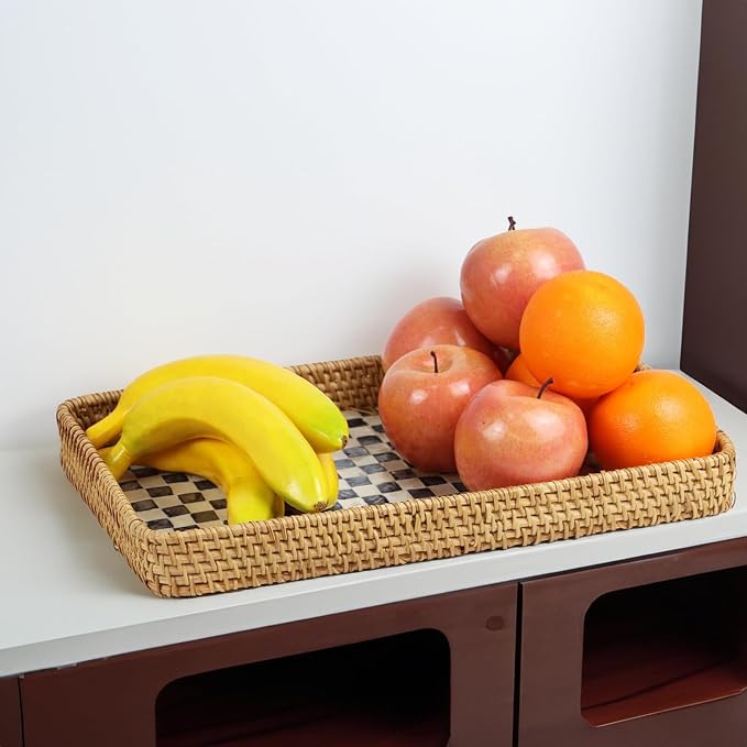 Rectangular Rattan Serving Trays, Coffee and Tea Trays, Bathroom Counter Decor - Image 4