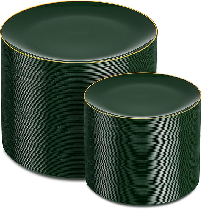 PULOTE 200PCS Green Plastic Plates by PULOTEpartywareWesupplyproductsandyouenjoylife