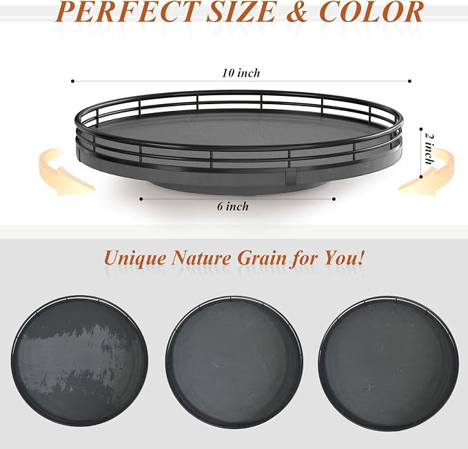 AMH10-Inch Natural Slate Lazy Susan - Image 3