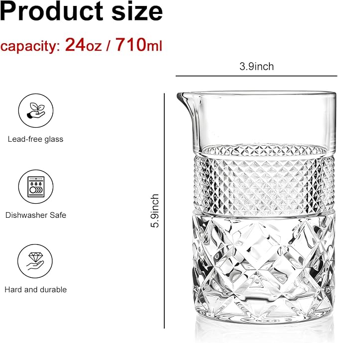 4 pcs Cocktail Mixing Glass Bartender | 24oz Crystal Bar Stirring Glass | Old - Image 2